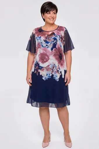 Abito blu navy con motivo floreale