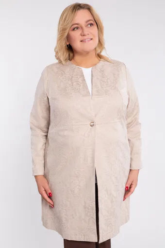 Cappotto beige con motivo ricamato
