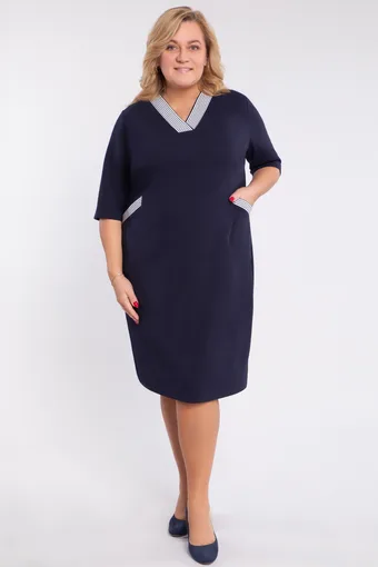 Abito blu navy con cinture decorative