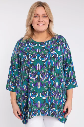 Blusa con motivo viola e verde