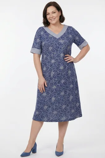 Abito in denim bianco con fantasia
