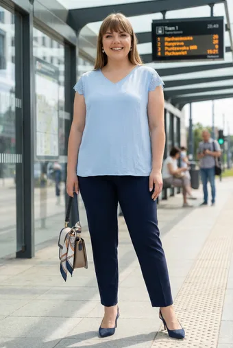 Camicetta blu navy con pizzo