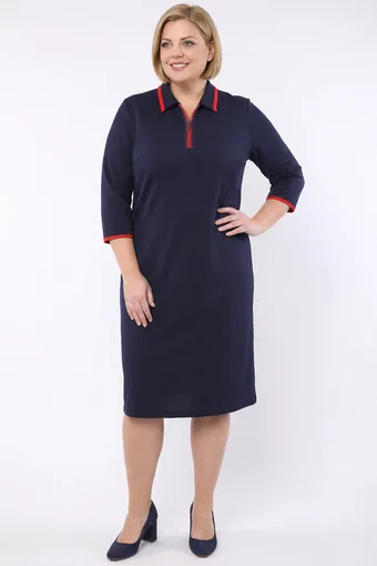 Abito blu navy con cerniera rossa