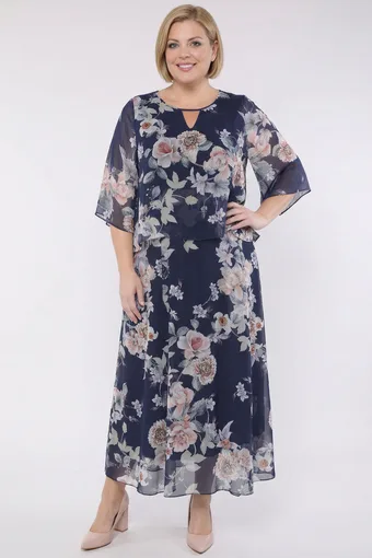 abito floreale blu navy