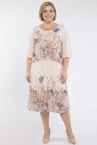 abito in chiffon beige