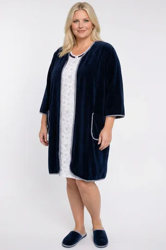 accappatoio in velluto blu navy