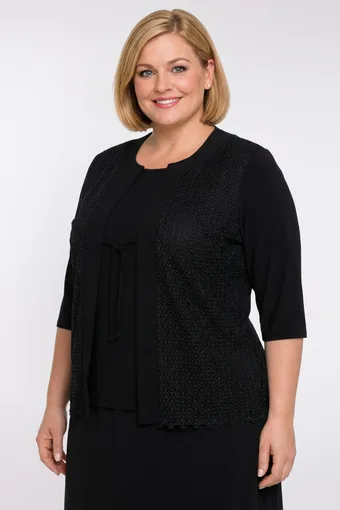 Blusa nera con inserti traforati