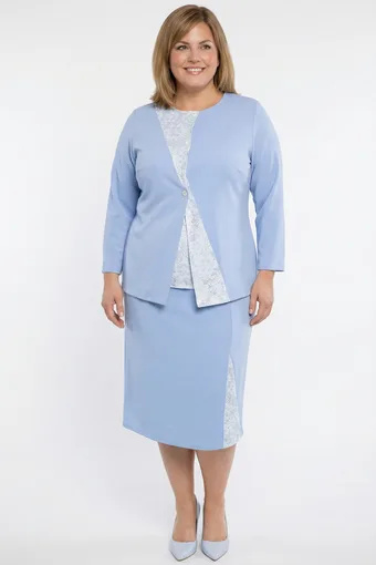 coordinato blu con pizzo floreale lucido