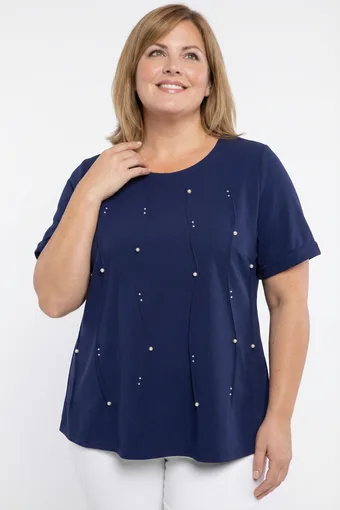 Blusa blu navy con perle