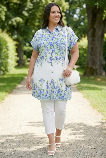 copia di Blusa blu fiordaliso con pizzo