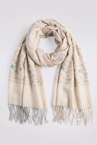 Sciarpa beige con ornamenti