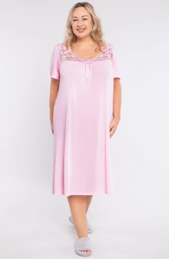 camicia da notte in pizzo Mewa rosa