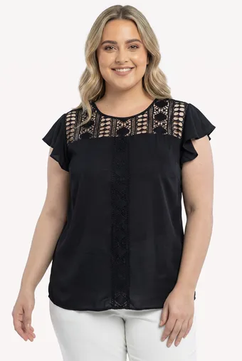 copia di copia di Blusa blu fiordaliso con pizzo