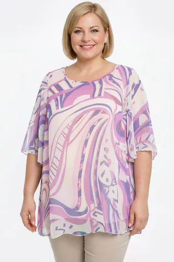 Tunica in chiffon con motivo viola