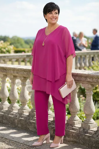 coordinato fucsia con collana