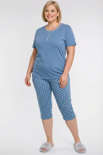 Pantaloni pigiama blu a pois