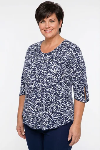 Blusa con fantasia blu navy
