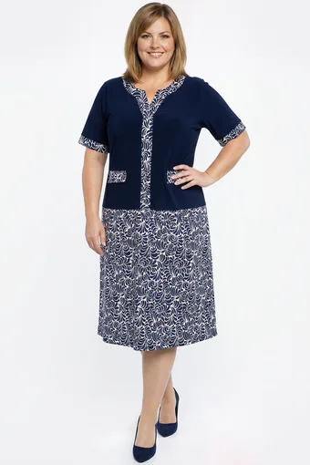 Abito blu navy con motivi bianchi