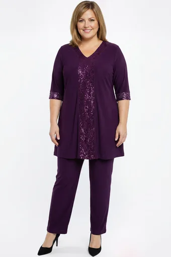 coordinato di paillettes viola