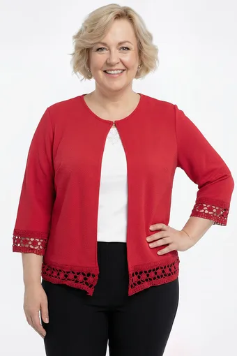 cardigan rosso con ricamo