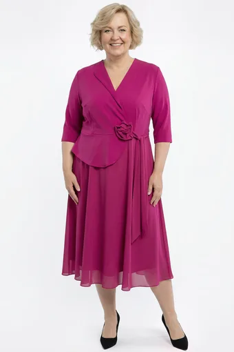 Abito fucsia con rosa