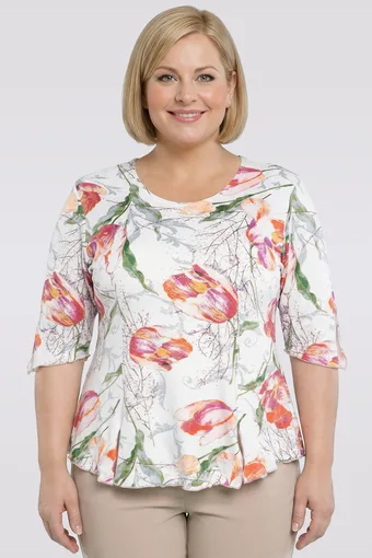 Camicetta bianca con tulipani