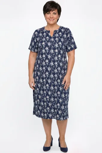 Abito blu navy con fiori bianchi