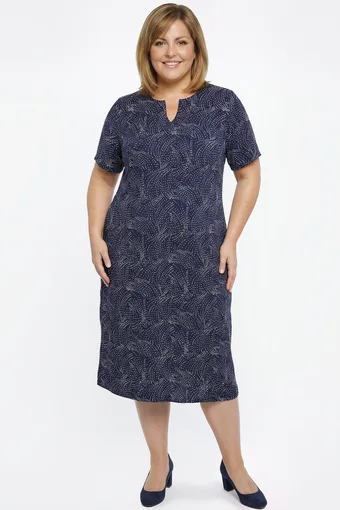 Abito blu navy con pois bianchi