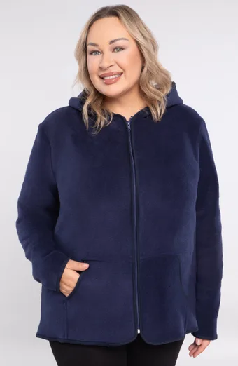 felpa in pile semplice in pile blu navy