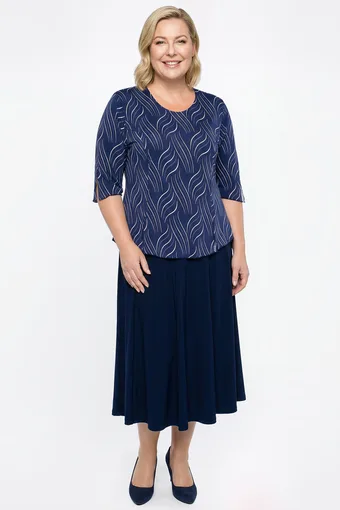 coordinato blu navy con motivi bianchi