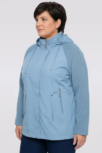 giacca blu con maniche in tessuto