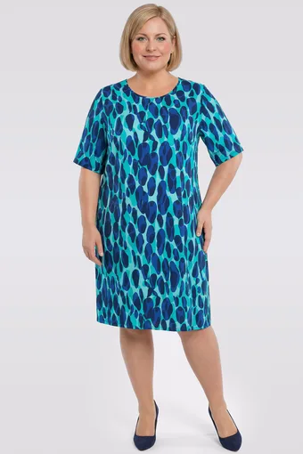 Abito turchese con motivo blu navy