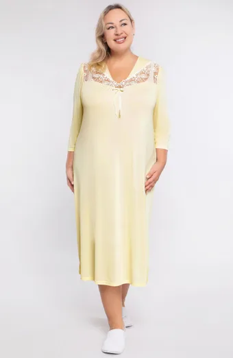 camicia da notte gialla con pizzo Mewa