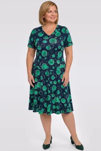 Abito blu navy con motivo verde