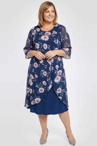 Abito blu navy con camomilla