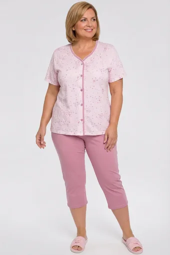 pigiama rosa a fiori con bottoni