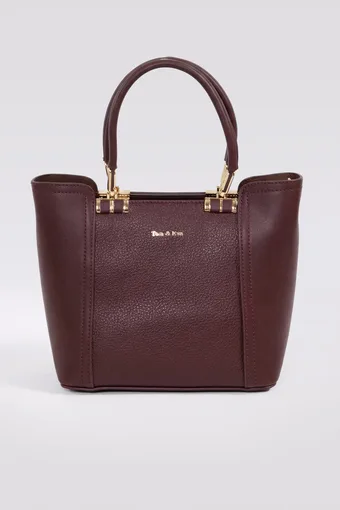 borsa marrone scuro con dettagli dorati