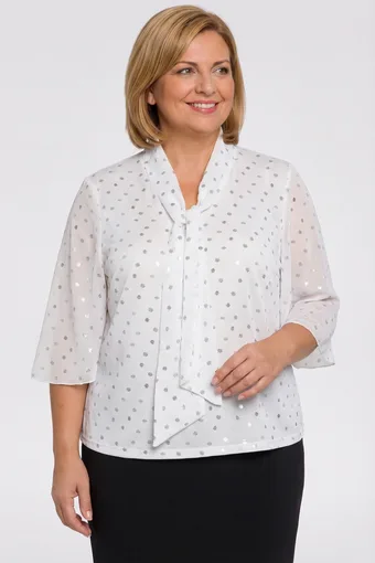 Blusa écru con pois lucidi blu navy