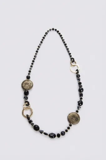 collana lunga nera e oro