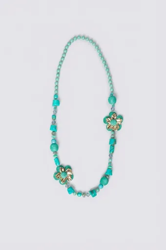collana fiori intrecciati turchesi