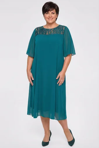 Abito verde con pizzo