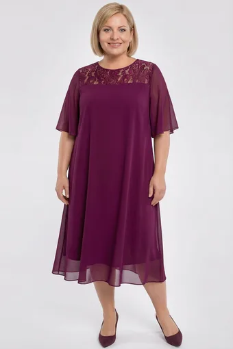 Abito color prugna con pizzo