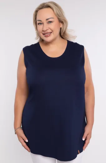 Top lungo in viscosa blu navy