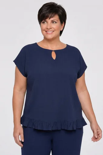 Camicetta blu navy con volant