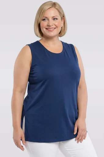 Top lungo in viscosa blu