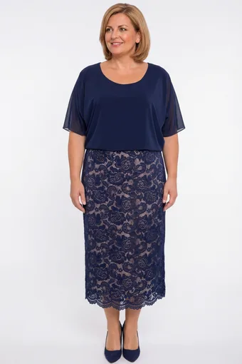 Abito blu navy con fodera beige
