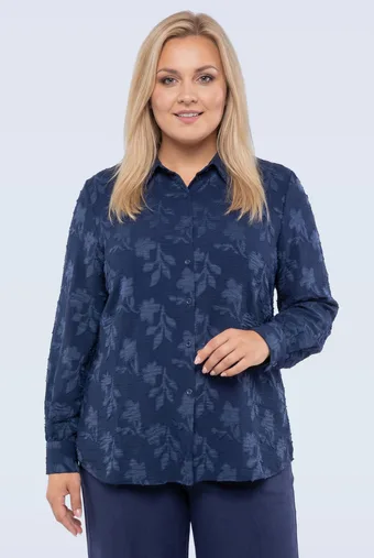 camicia viola con spalle in pizzo