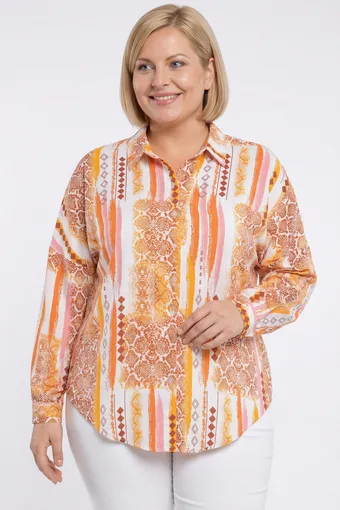 Camicia a fantasia gialla e arancione