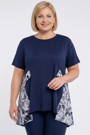 Camicetta blu navy con inserti bianchi