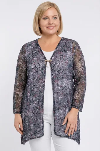 cardigan traforato viola e grafite